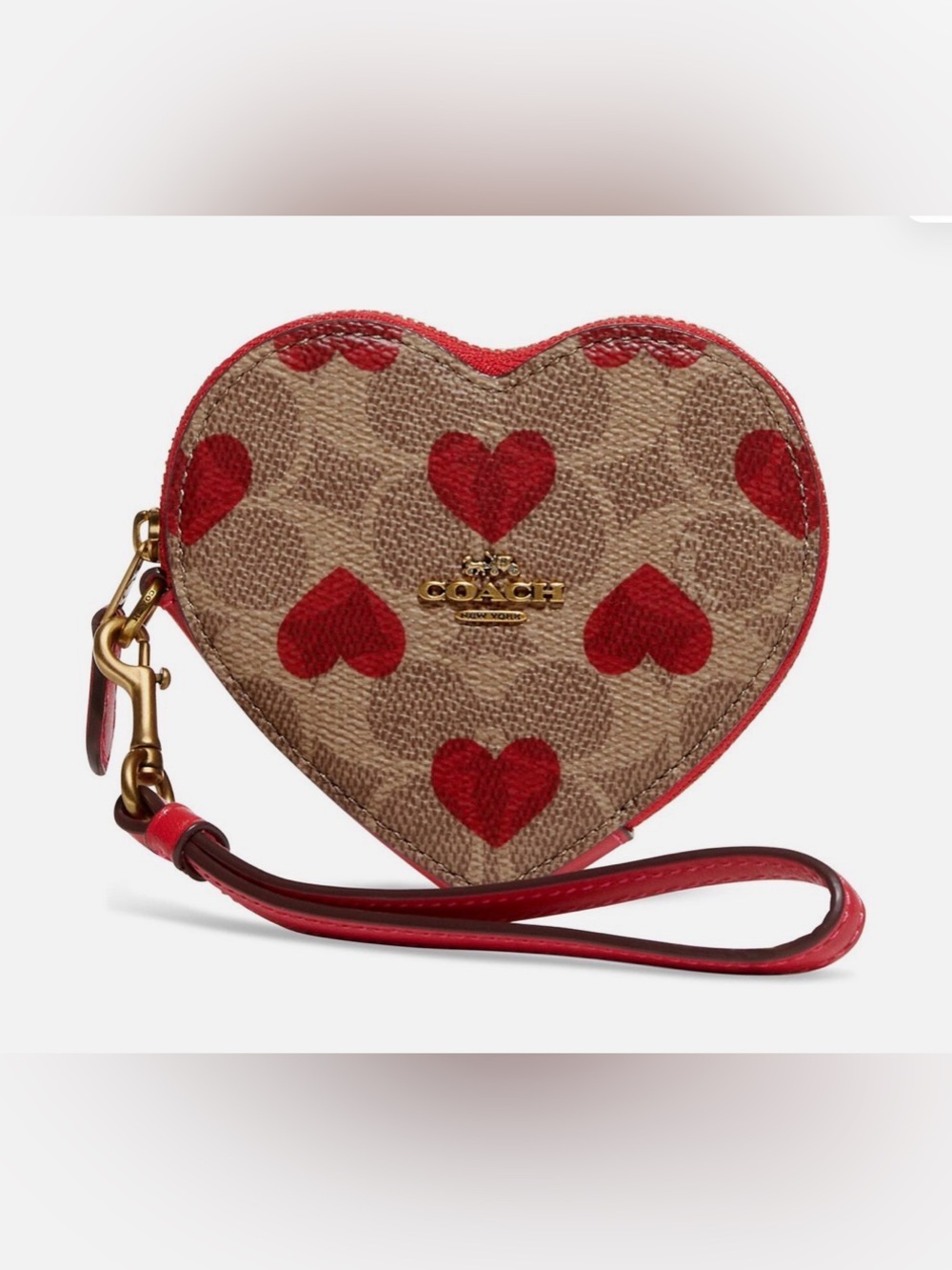 Coach Red Heart Signature Wristlet